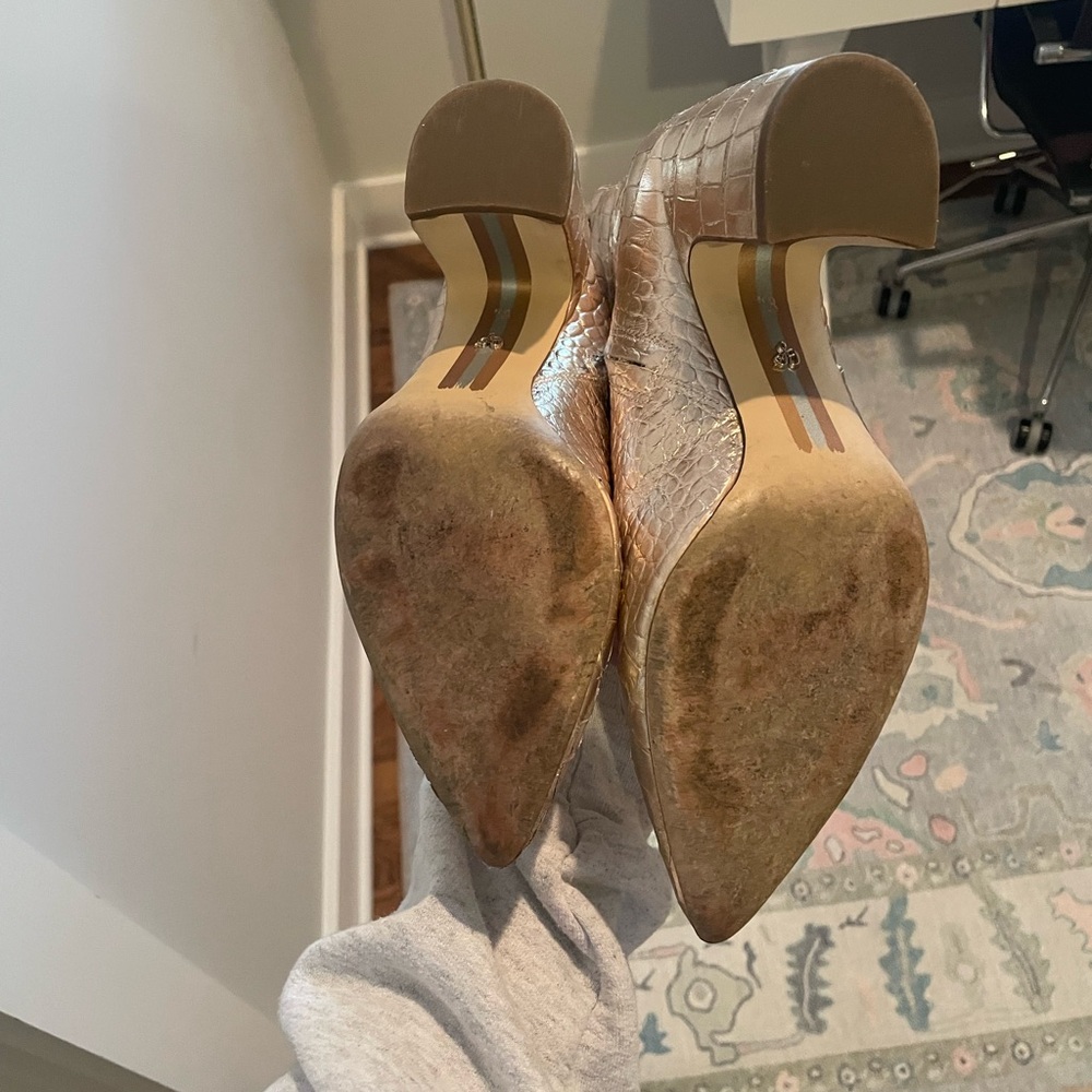 Sam Edelman Croc-Embossed Gold Booties - Picture 4 of 4